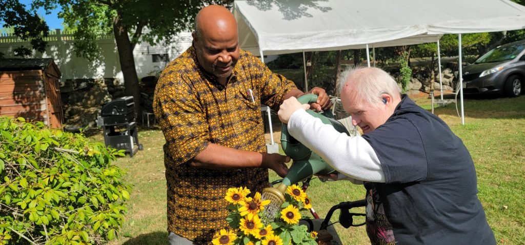 Rob watering flowers